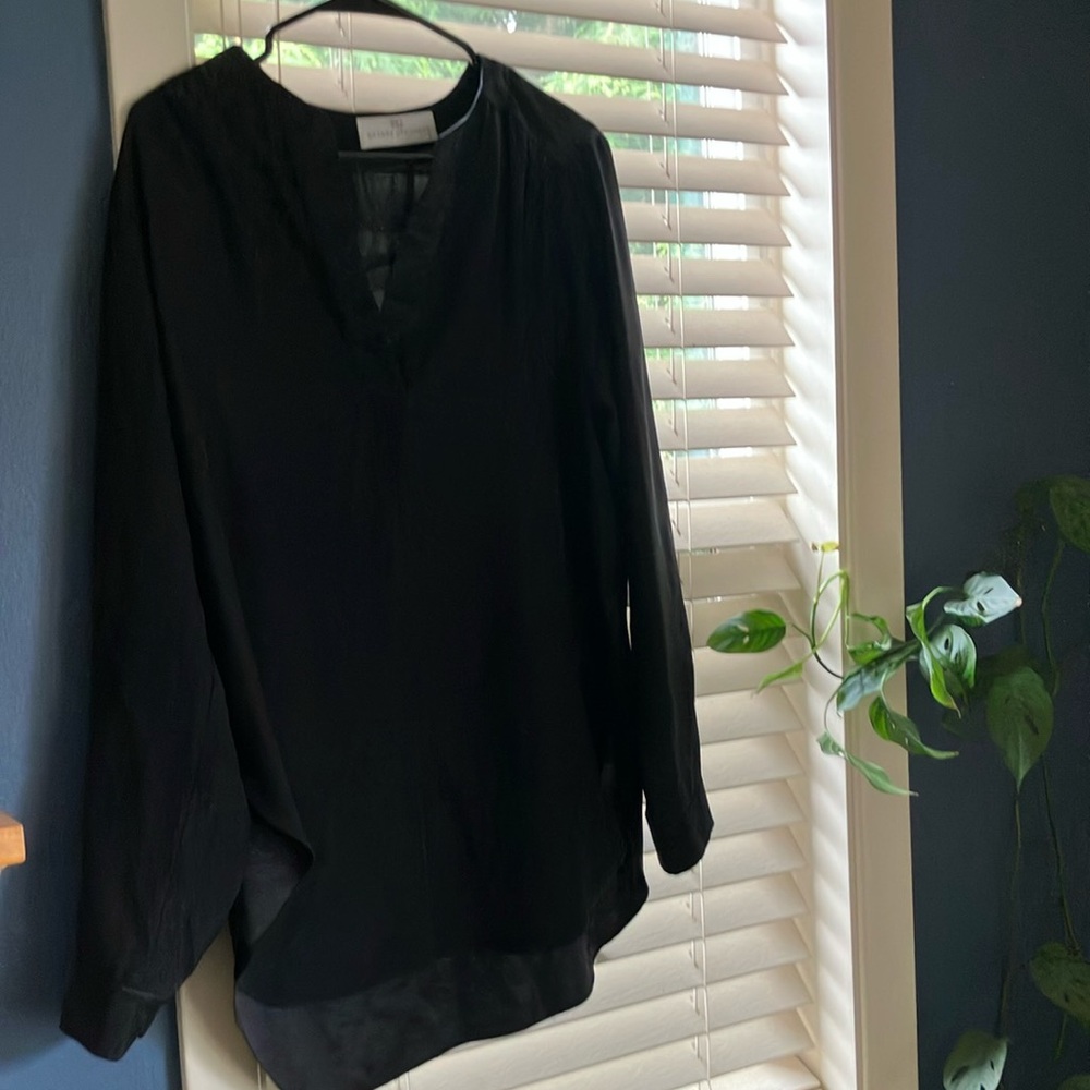 Amanda Uprichard Black Oversized Long Sleeve Blouse